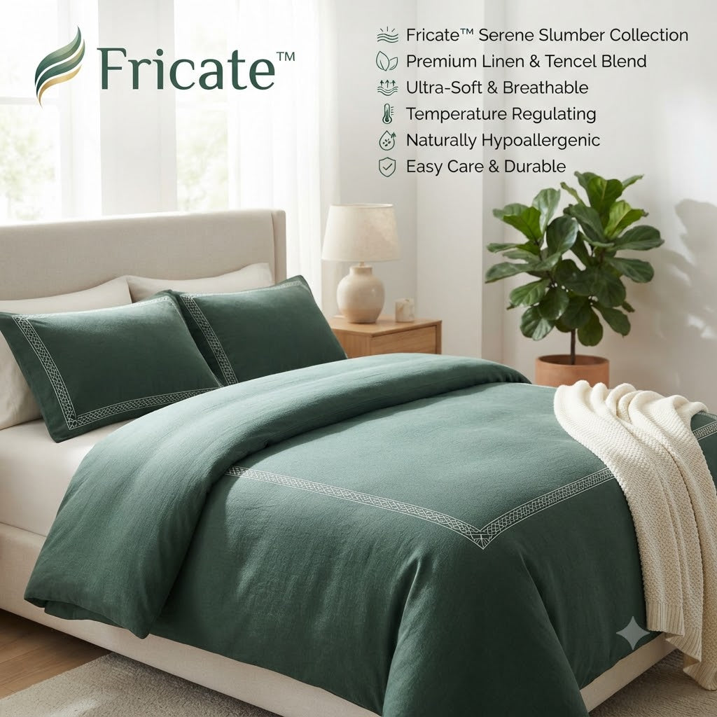 Fricate™ Serene Slumber Botanical Tencel™ Lyocell Duvet Cover Set – The "Eucalyptus Dream" Edition