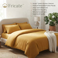 Fricate™ Serene Slumber Collection – The "Golden Harvest" Stonewashed Cotton Percale Duvet Cover Set